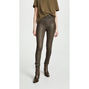 SPRWMN Leather Pull On High Waist Ankle Leggings Army Green Size XS